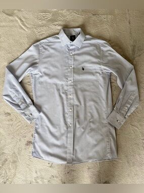 U.S. Polo Assn. Light Blue Check Dress Shirt 14.5 32/33